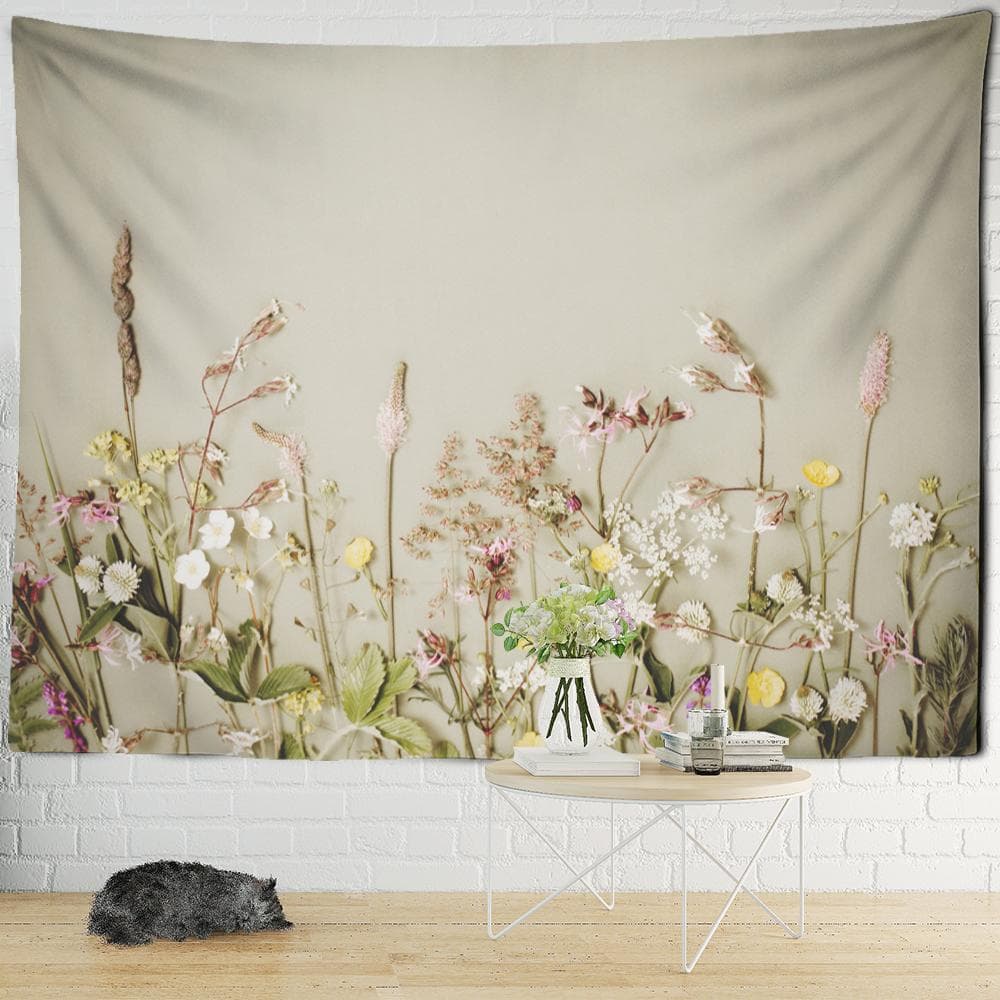 Plant Flower Tapestry Wall Hanging Psychedelic Natural Ins Simple Bohemian Style Art Hippie Bedroom Home Decor 150X130 CM