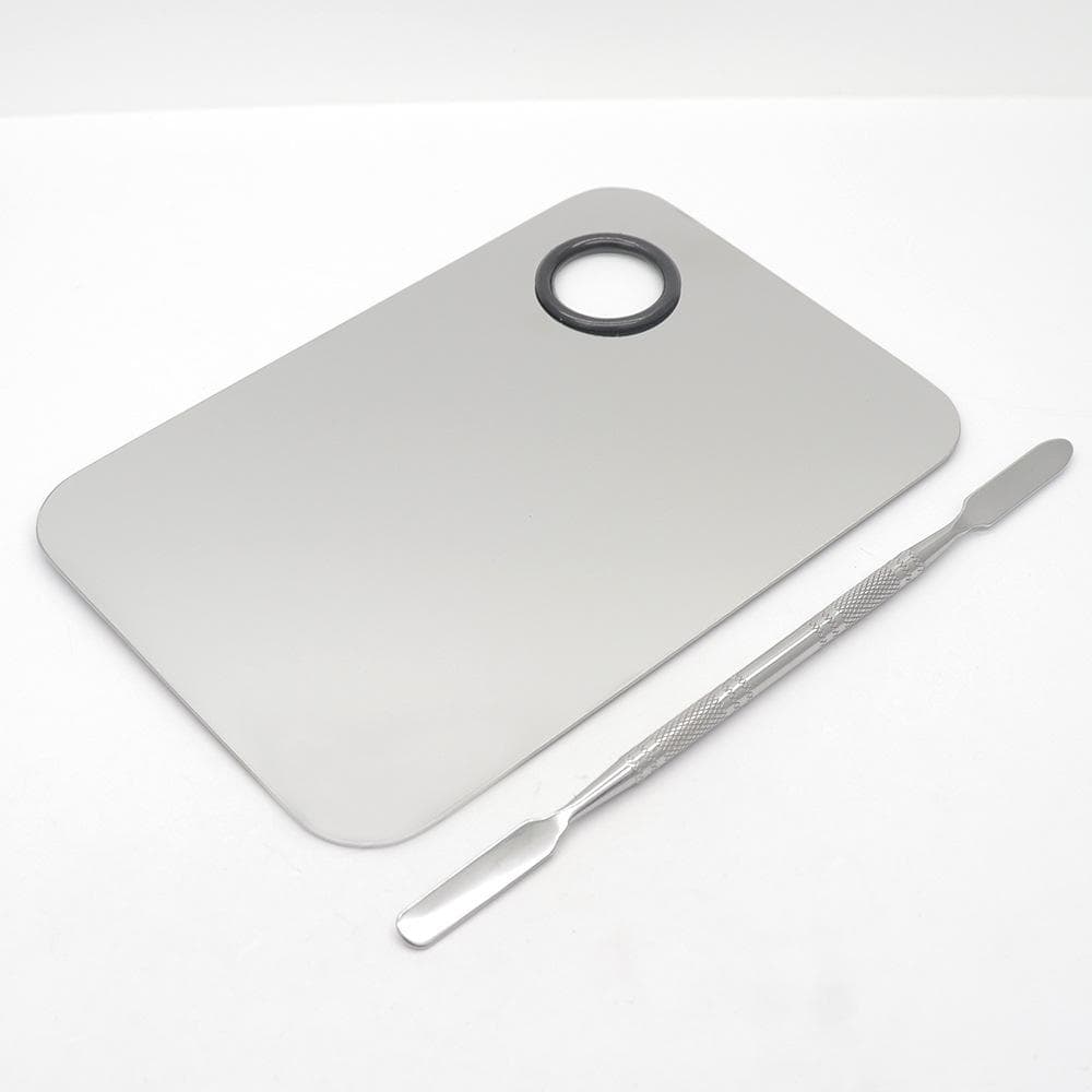 Stainless Steel Cosmetic Color Palette, Professional Cosmetic Mixing Color Palette, Spatula, Makeup Artist Tool