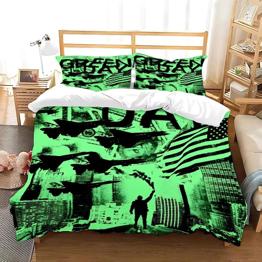 Green Day ' AMERICAN IDIOT Bedding Set Single Twin Full Queen King Size Bed Set Aldult Kid Bedroom Duvetcover Sets Bed Sheet Set 150X200cm-3pcs