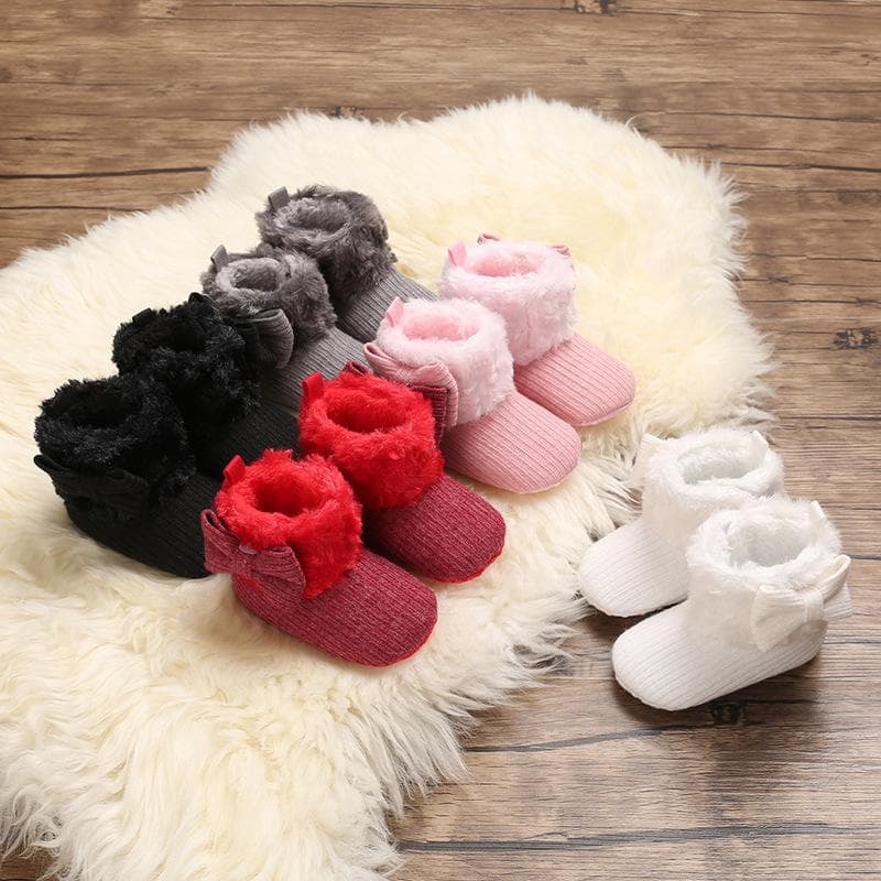 Baby girl cotton shoes 0-1 years old winter velvet princess shoes warm and thickened 3-6-9-12 Inner length 13CM/67g gray
