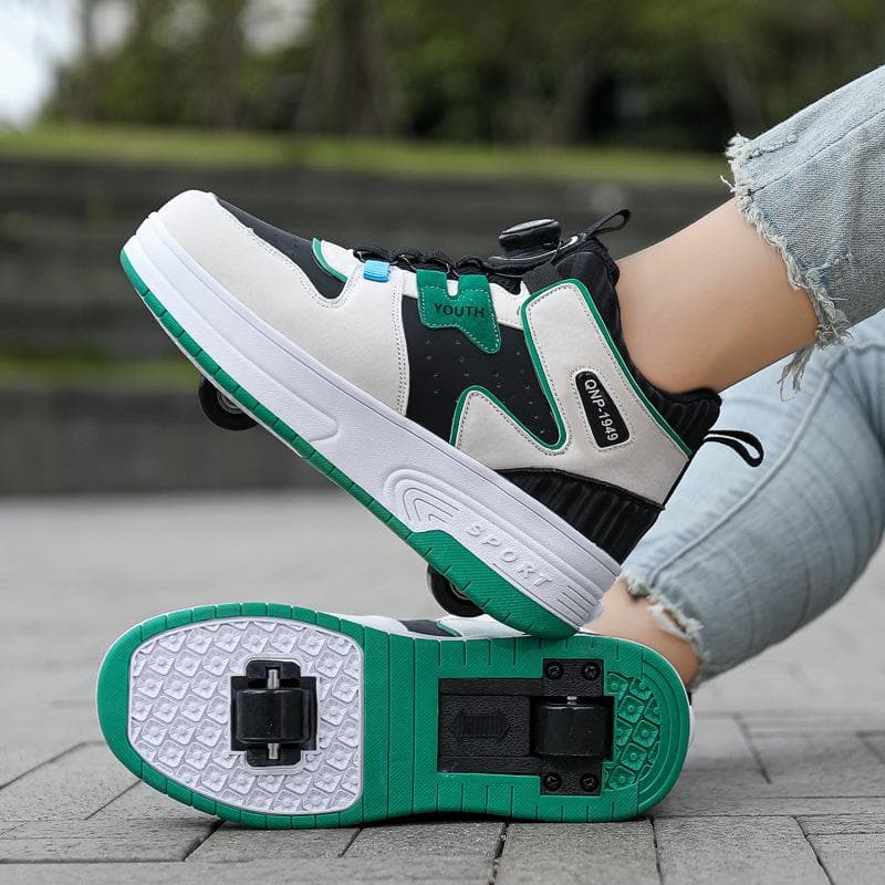 Student Runaway Shoes Four-wheel Children's Double-wheel Deformed Roller Skates Men's and Women's Removable Shoes with Wheels Autumn and Winter Velvet 31