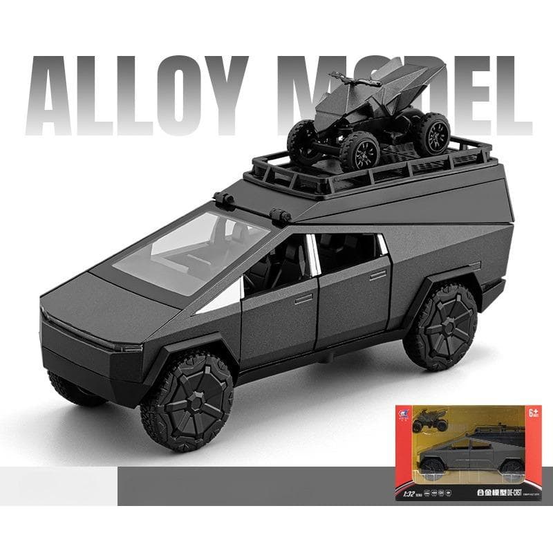1/32 Tesla Camping RV Car Off-road Alloy Model Cyber Best Electric Car Children's Gift Children's Toy Big Discount 1/32-Size:17.4*6.3*9cm grey/black