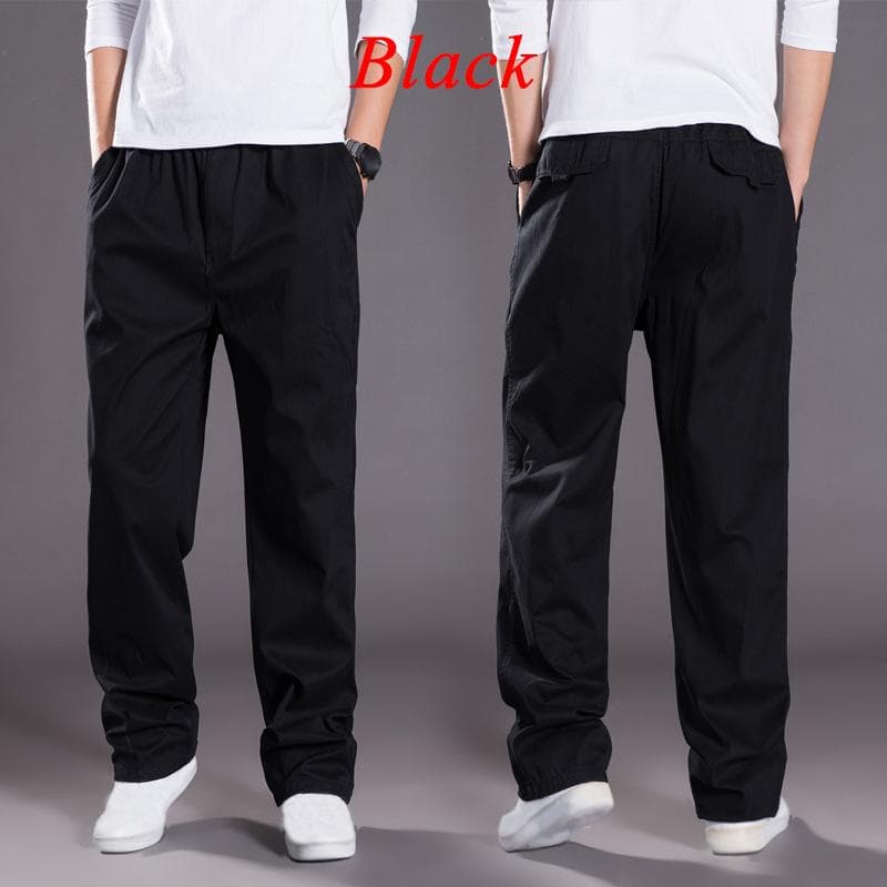 Men Long Pockets Loose Fashion Outdoors Trousers Casual Sports Pants M black