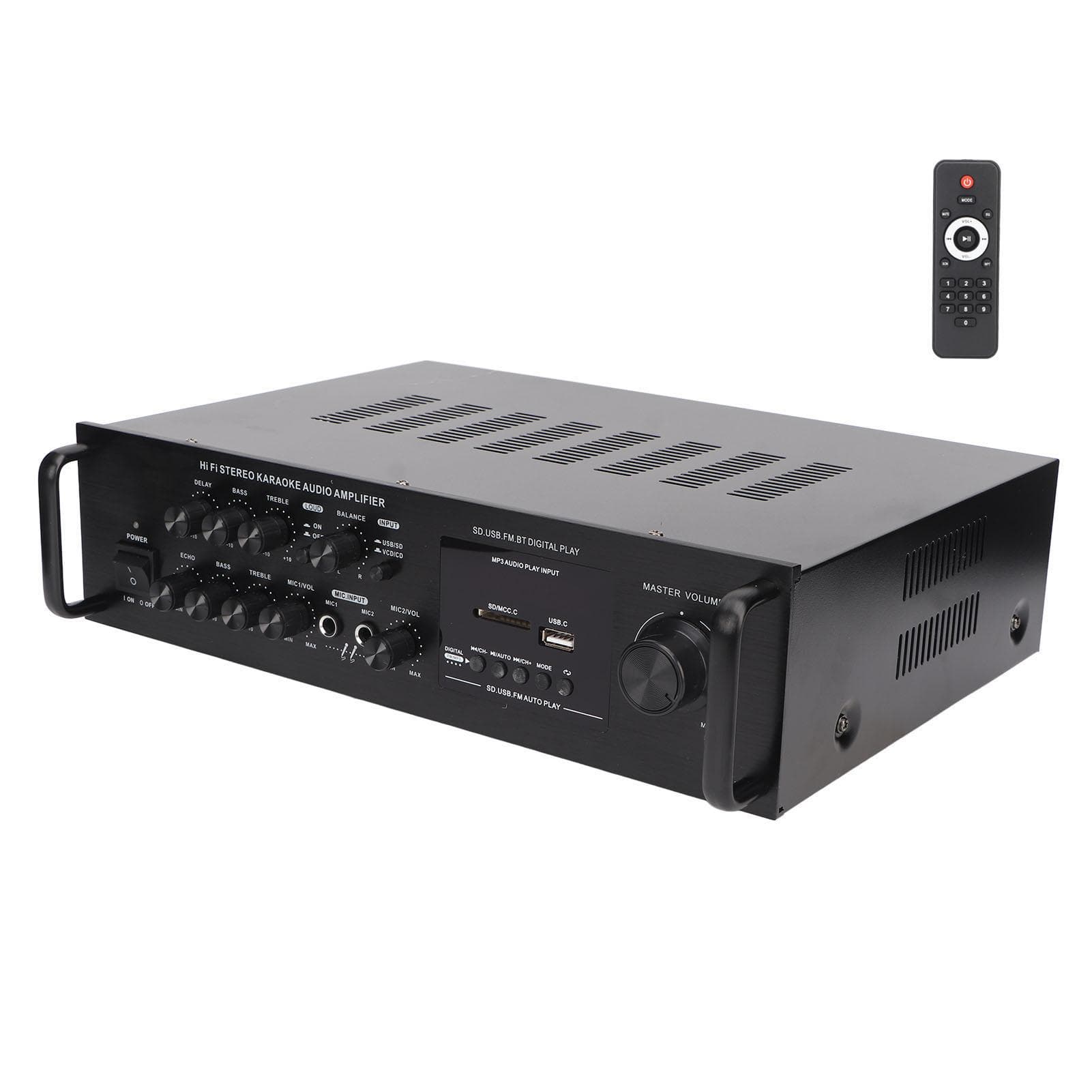 Bluetooth 5.0 Stereo o Amplifier Aluminum Alloy Home Theater Karaoke o Receivers US Plug US Plug