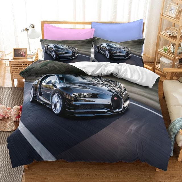 Sports Car Duvet Cover Sets Race Car Bedding Sets With Pillowcases For Teenagers Kids Boys Cool Bedroom Decor EU single(135x200cm)