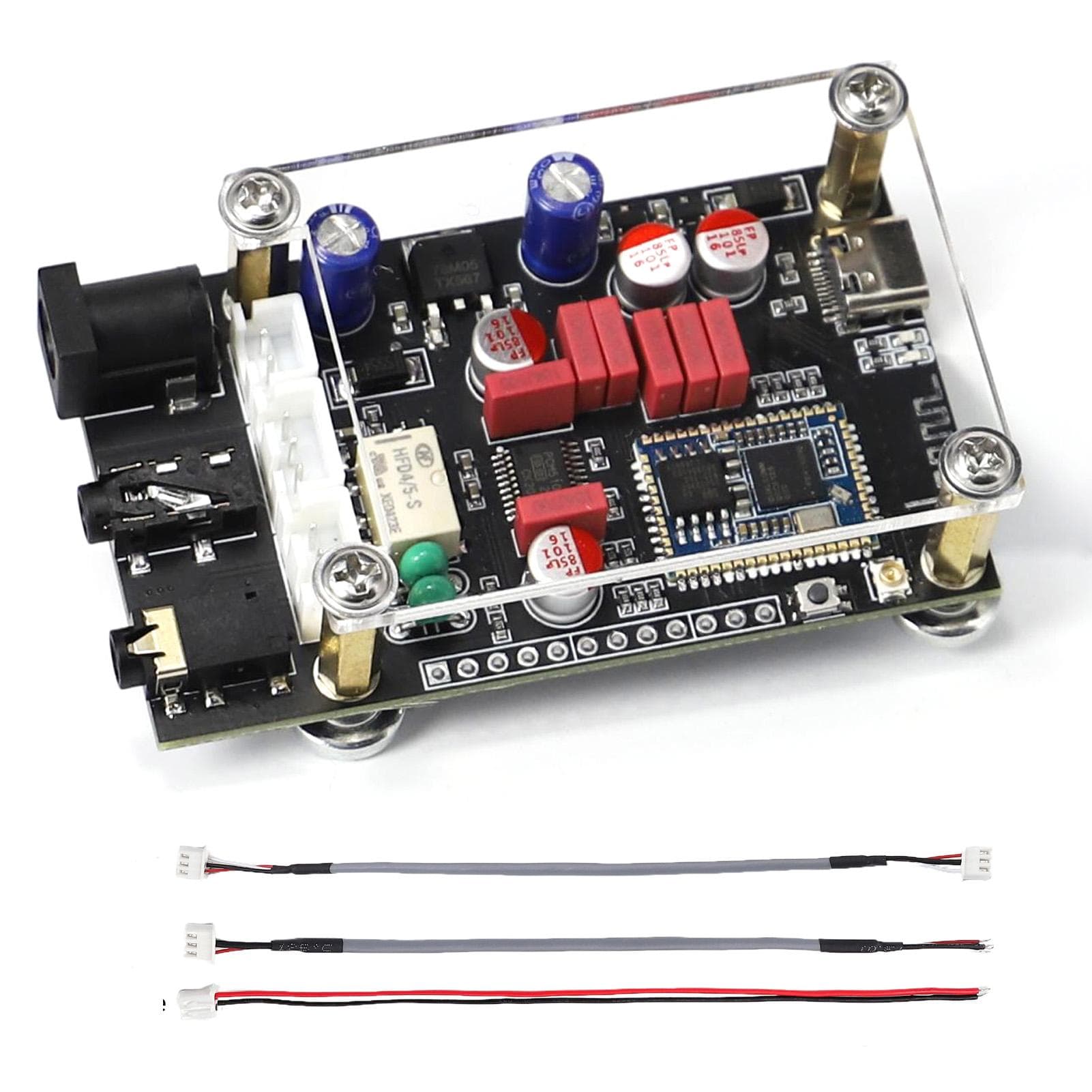 Portable Lossless BT 5.1 USB Decoding Board QCC5125 APTX LDAC Onboard Antenna Decoder with Acrylic black