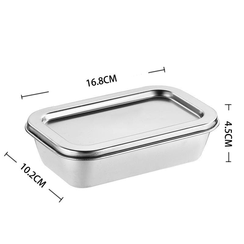 304 Stainless Steel Food Storage Tray with Cover Refrigerator Storage Box Buffet Serving Plates Food Container Kitchen Organizer
