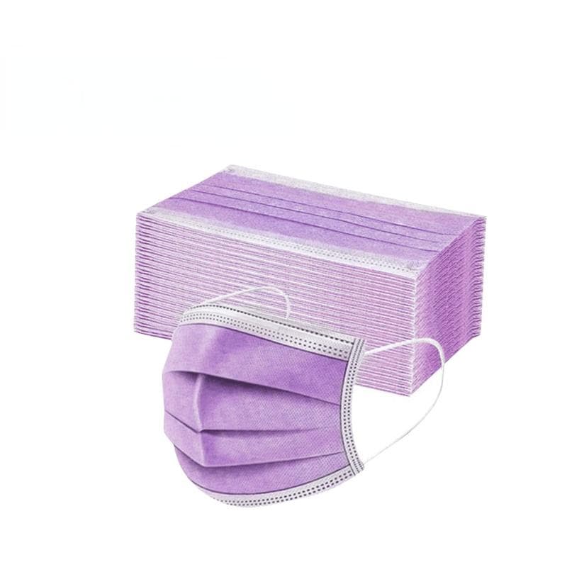 50-200PCS Adult Disposable Non-woven 3-layer Filter Mouth Mascarillas Face Mask Breathable Multicolor Mask 50pcs purple