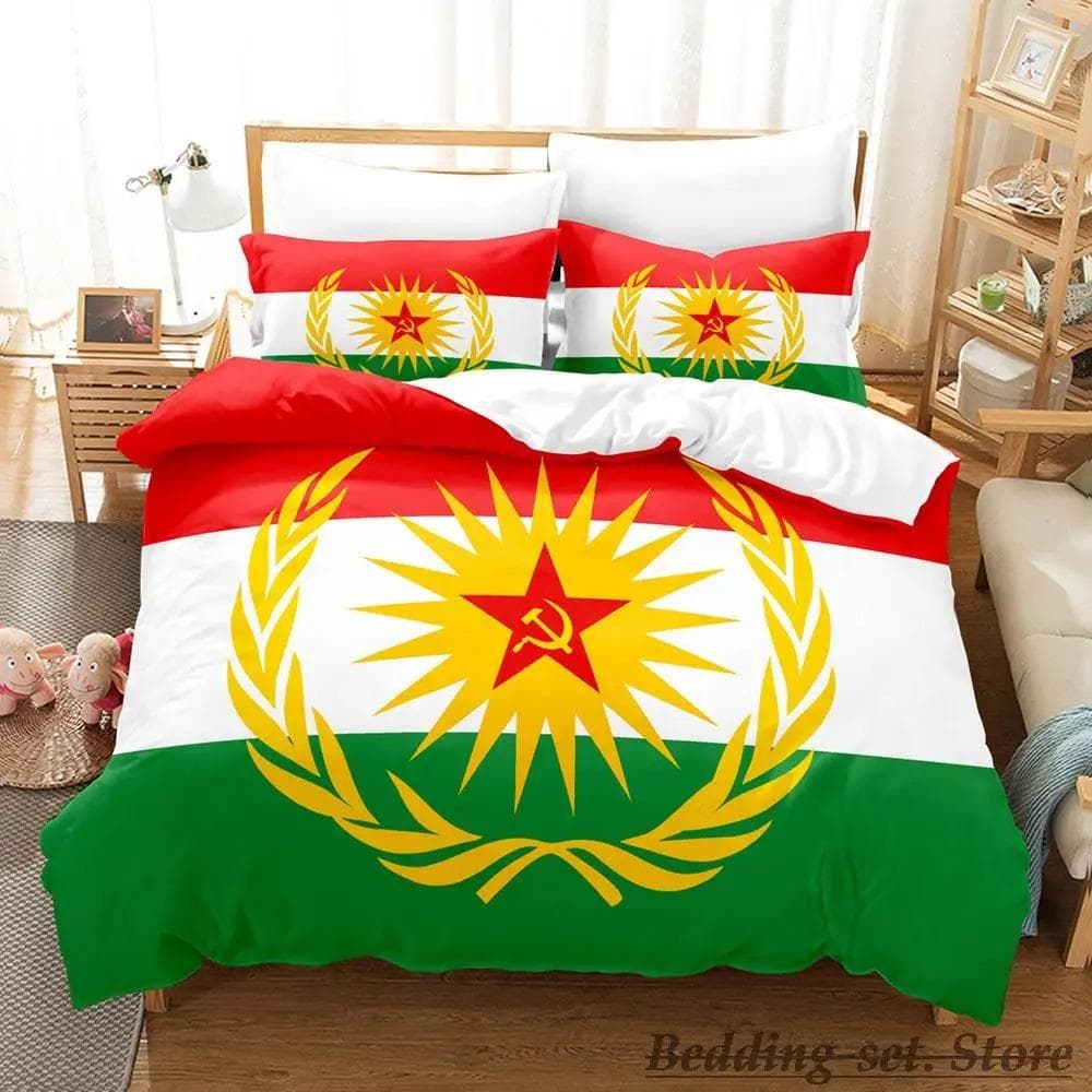 Kurdistan Flag Bedding Set Single Twin Full Queen King Size Bed Set Adult Kid Bedroom Duvetcover Sets parure de lit Bed 70x133cm 2pcs