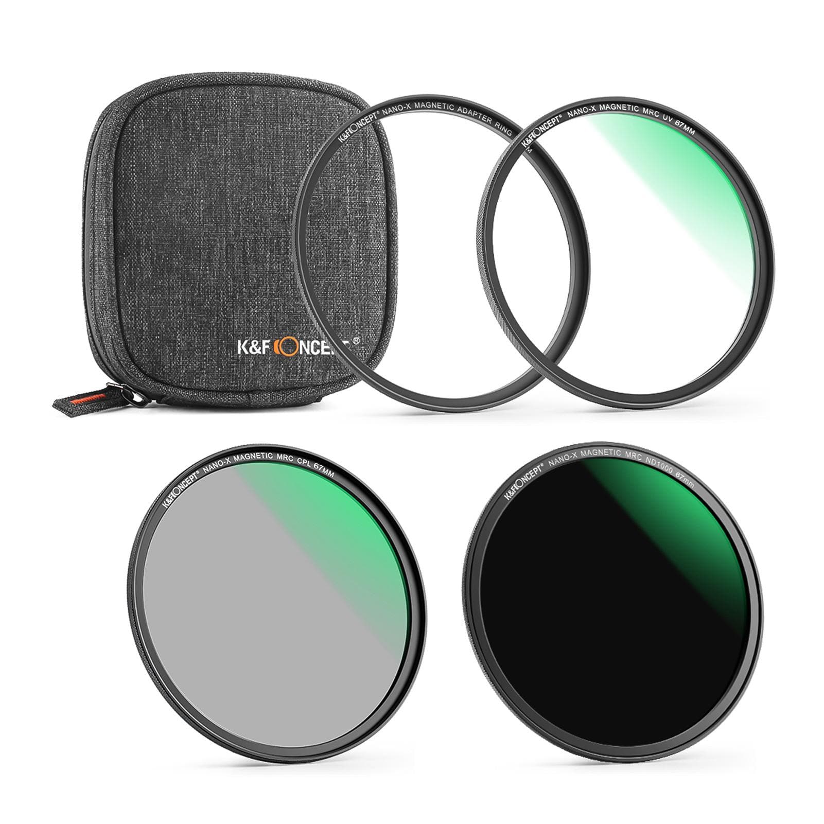 K&F CONCEPT 3pcs Ultra Clear Magnetic Filters(UV Filter + CPL Filter + ND1000 Filter) Waterproof 67mm
