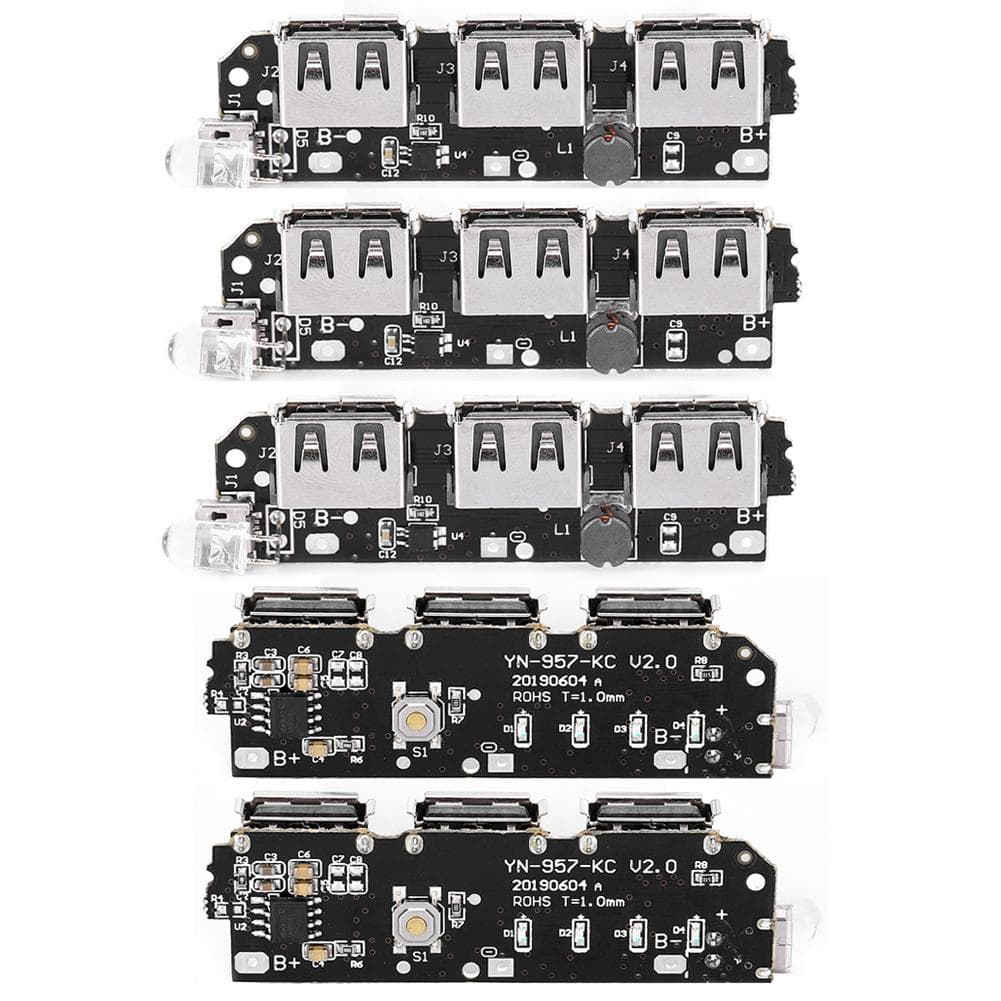 5Pcs Power Bank Charger Module 3USB DIY Mobile Circuit Board Electronic Component 5V2.1A