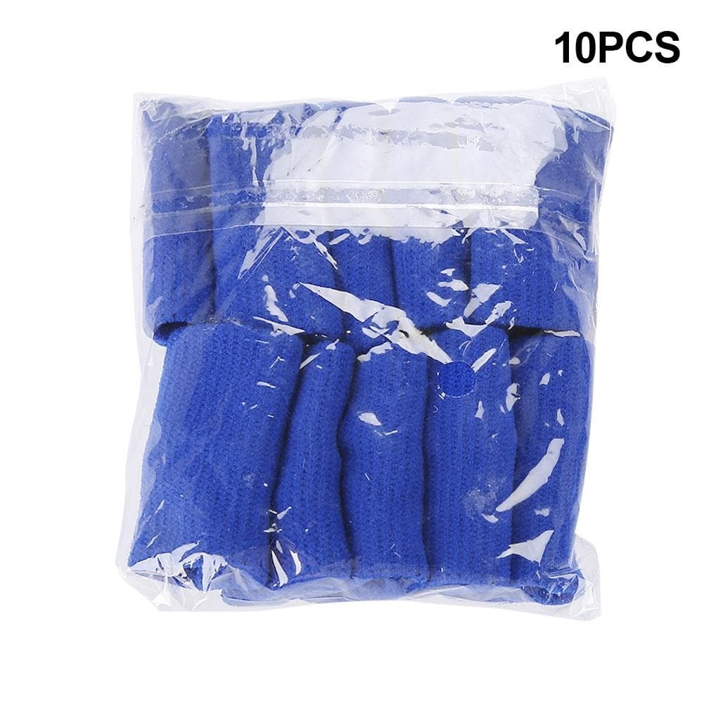 10Pcs Stretchy Fingers Sleeve Support Finger Protector Sports Aid Arthritis Band Wraps (Blue)