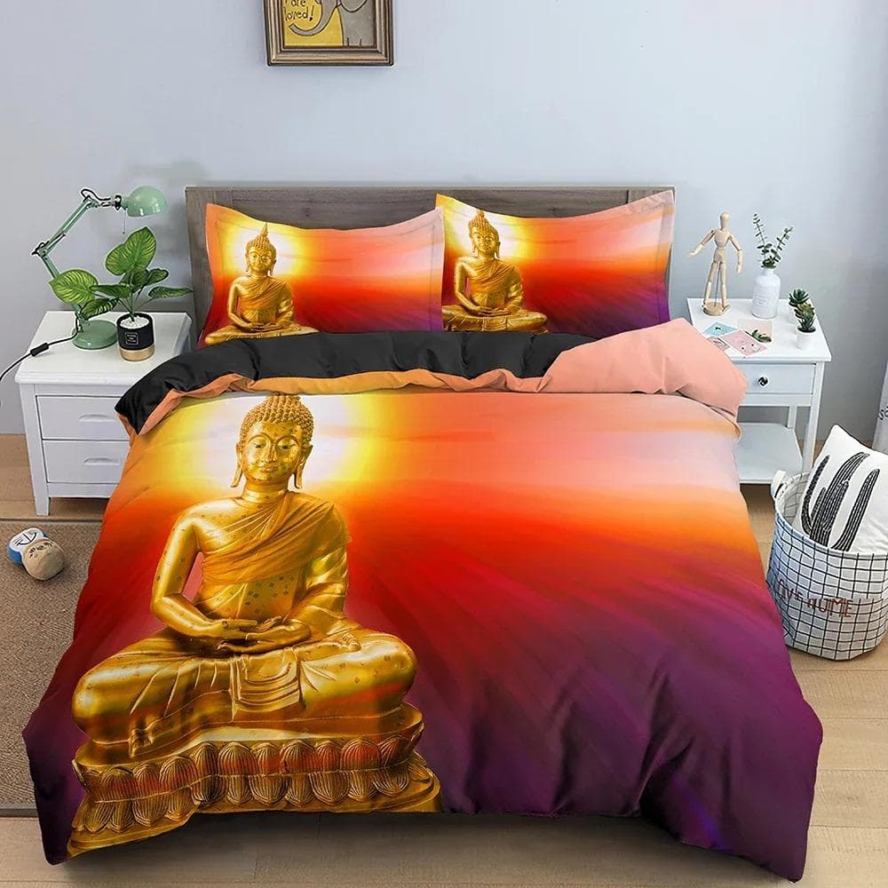 Buddha Statue Duvet Cover Buddhism Printed Bedding Set Comforter Covers Twin King Quilt Cover With Pillowcase Bedclothes 70x133cm 2pcs