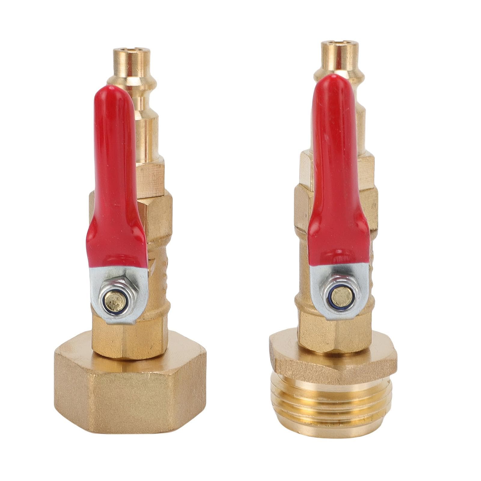 2 Pcs RV Winterize Blowout Adapter Brass Winterize Blowing Out Valve with Quick Connect Plug Ball