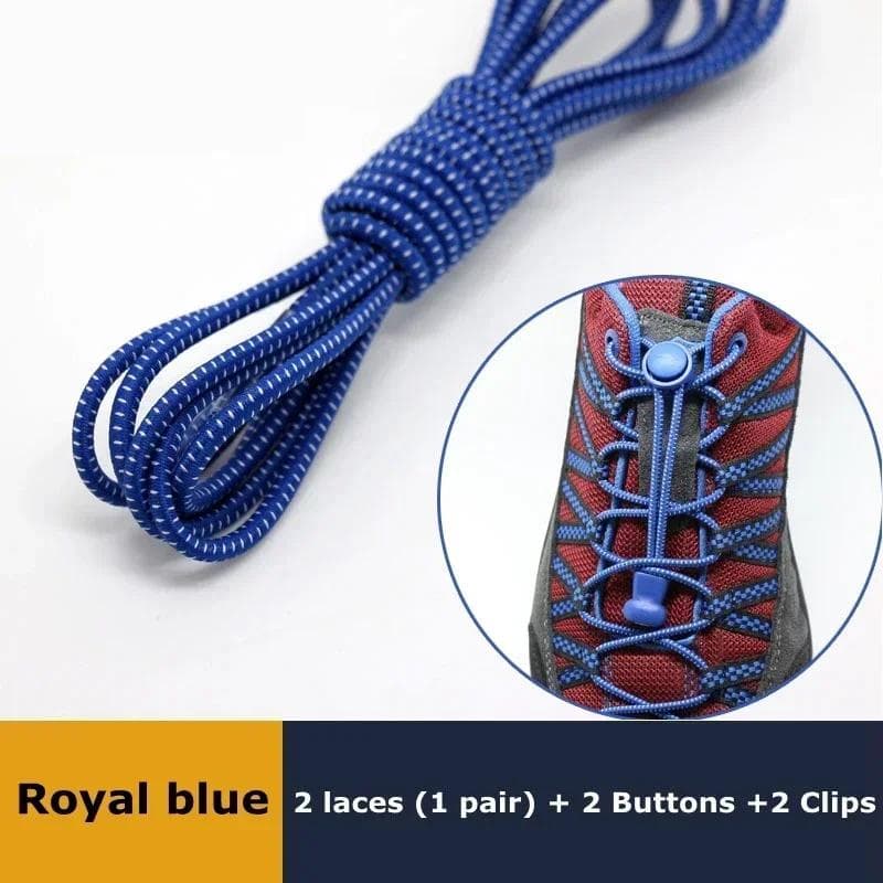 1Pairs Elastic No Tie Shoe Laces Sneaker Stretching Lock Round Tennis Laces Without Ties Adult Kids Rubber Bands for Shoes royal blue