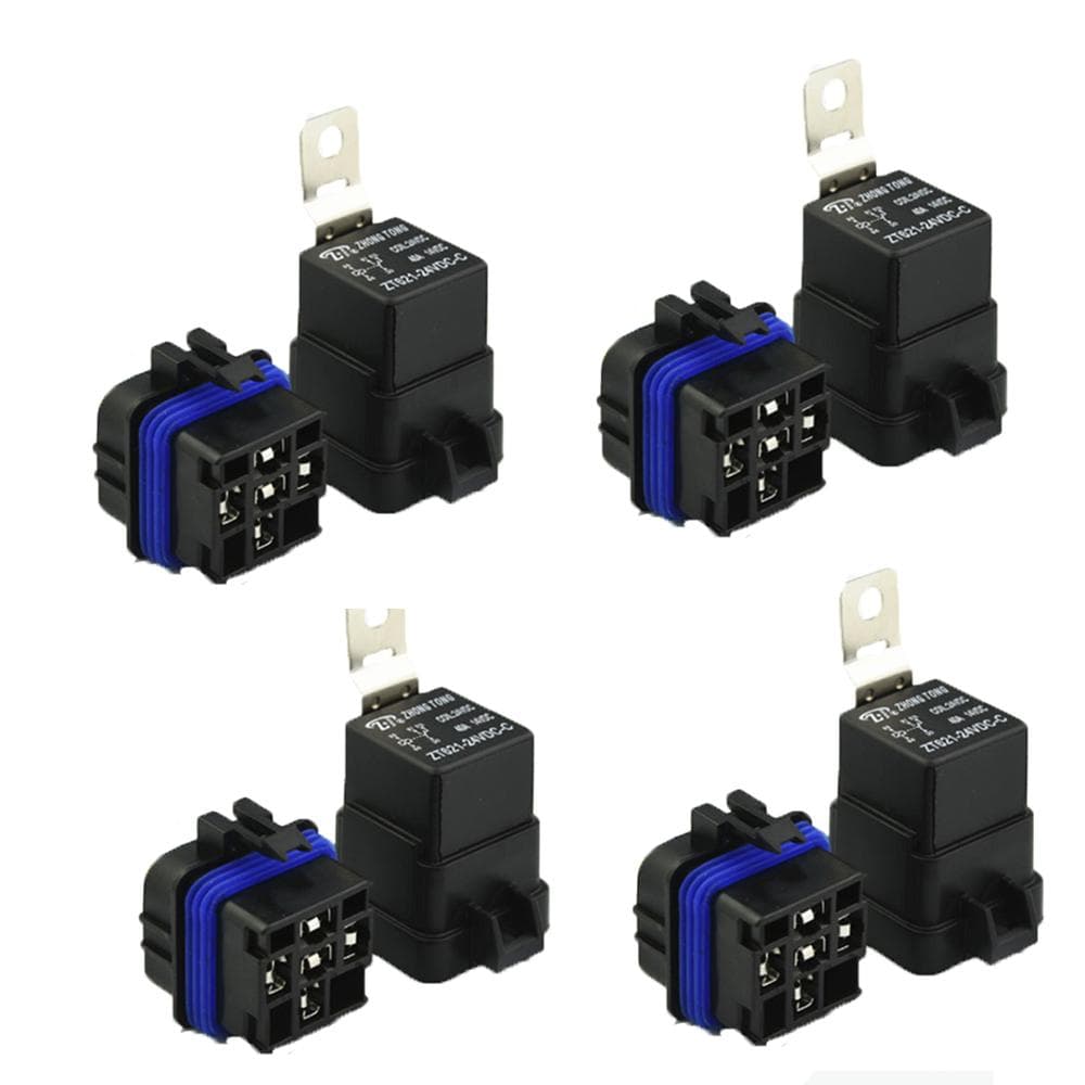 4pcs 12V 40A 5-Pin Relays & Sockets with Terminals Waterproof for Car Auto Truck