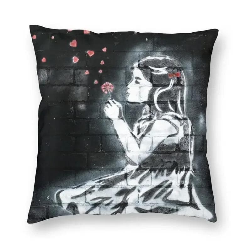 Banksy Uncovering Graffiti Pillow Cover Home Decor Cushion Sofa Street Art Cushion Cover Throw Pillow for Car Decorative Cushoin 50x50cm