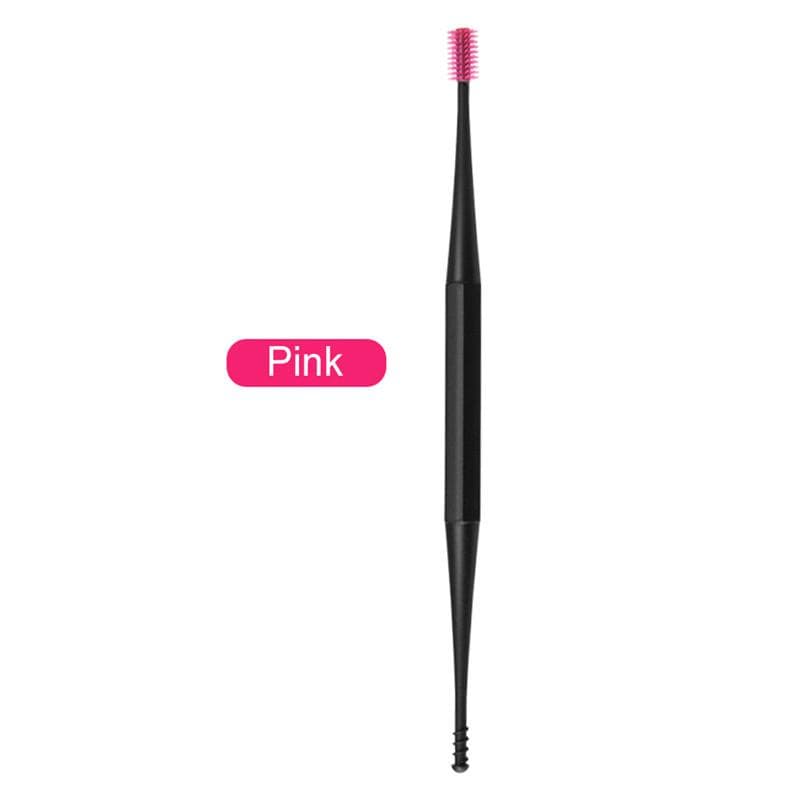 Ear Cleaner Soft Silicone Ear Pick Double-ended Earpick Ear Wax Spoon Spiral Ear Clean Tool Spiral Design Curette Remover pink