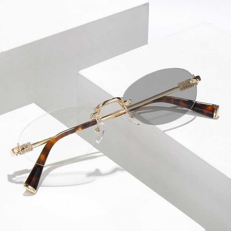 Fashion Photochromic Frameless Glasses Korean Style Sun Glasses Change Color Unisex UV Protection Trendy