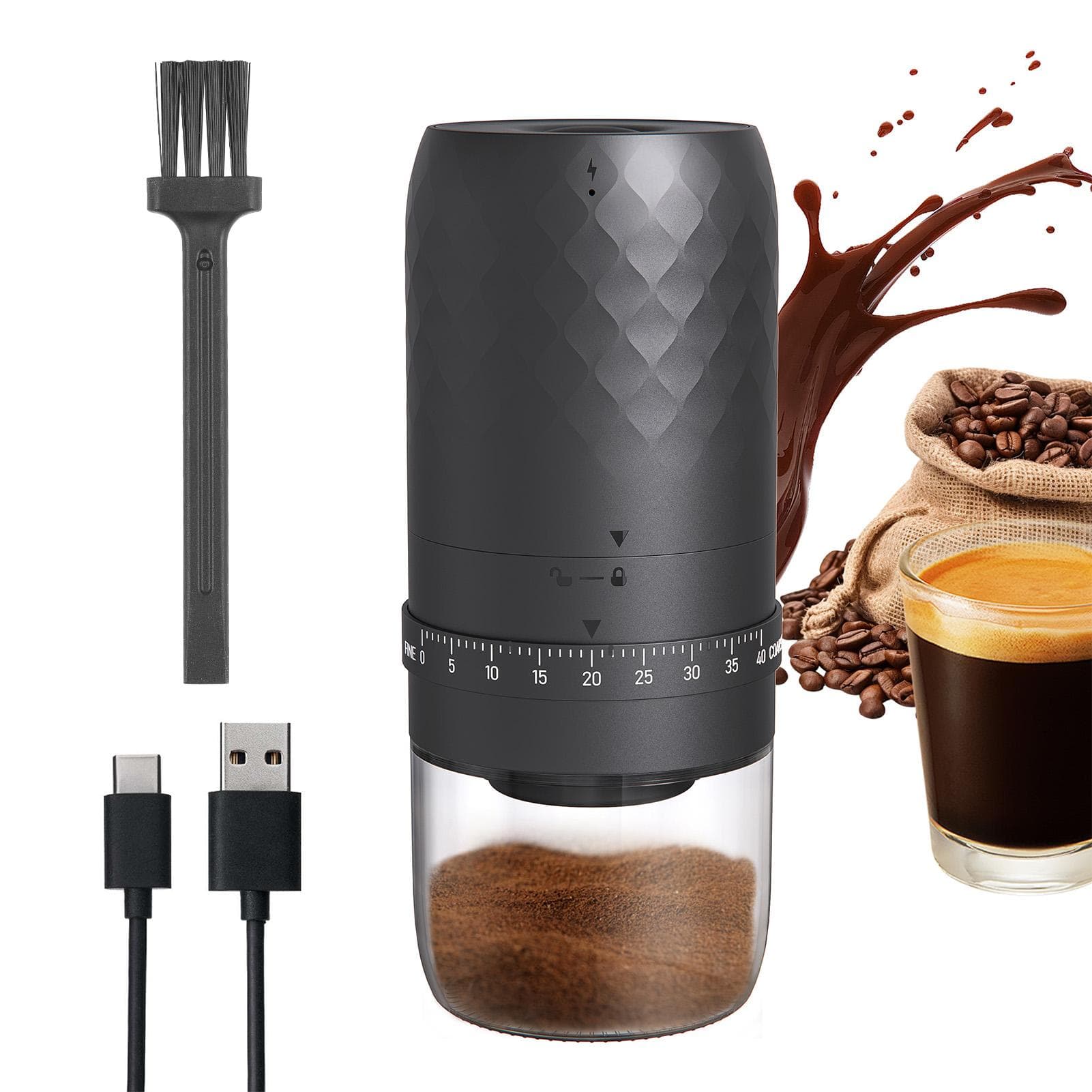 KMDJ-3AW Portable Coffee Bean Grinder with 40 Grinding Setting 5-blades Ceramic Conical Burr One black