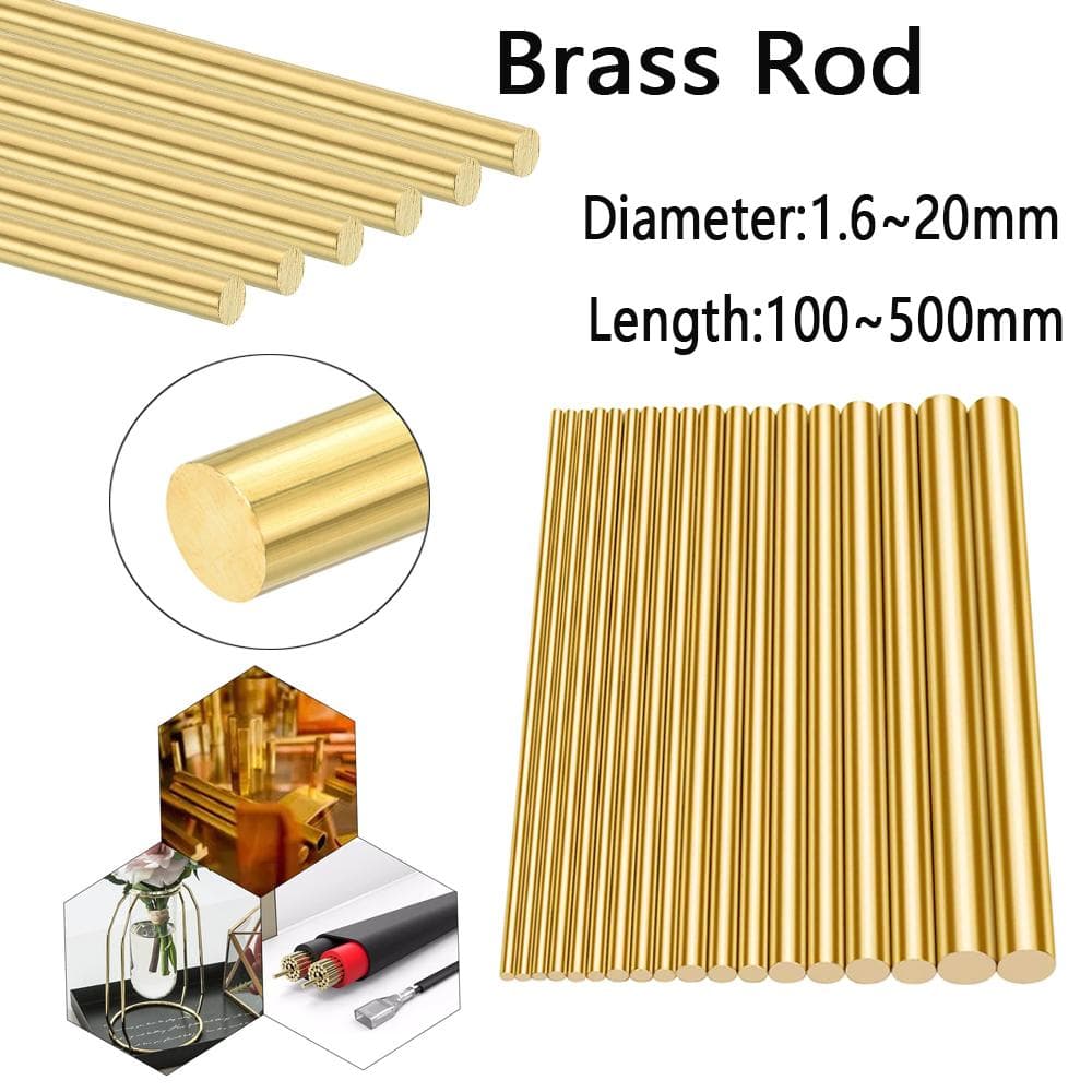 1.6 - 20mm Diameter Brass Round Bar Rod For DIY Knife Handle Material Circular Wire Tube Modelmaking Brass Rod 100-450mm Length 8x150mm-1pcs
