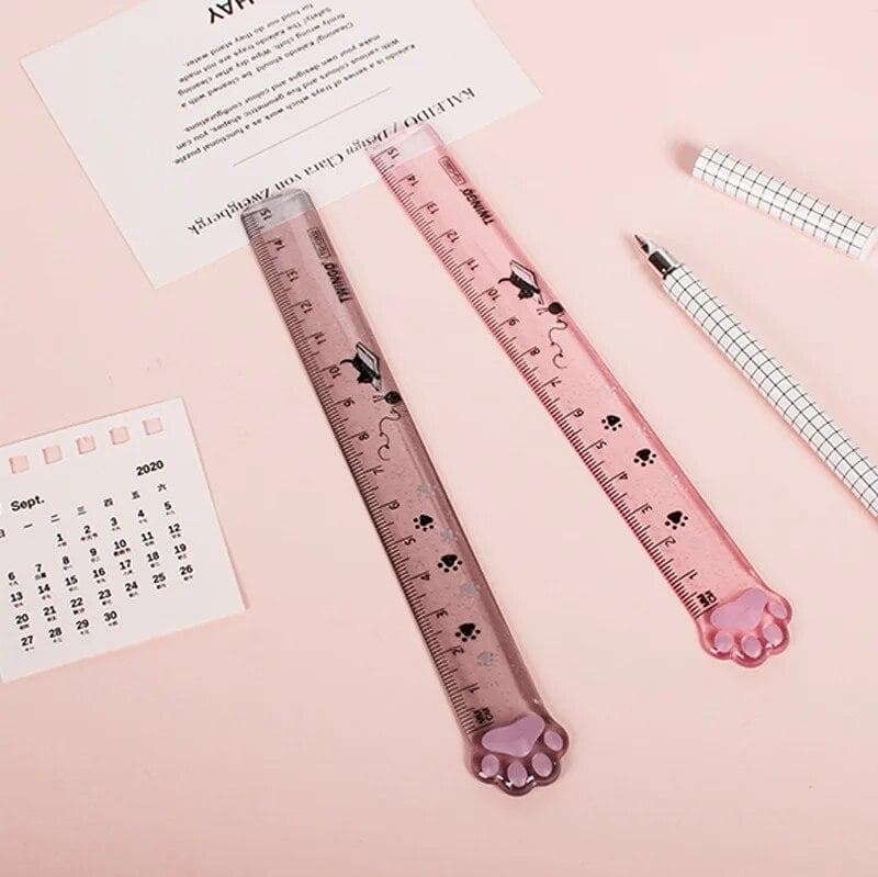 Cute Cat claw Ruler Multifunction DIY Drawing Tools Student Rulers Double-duty School Office Supplies Escolar pink