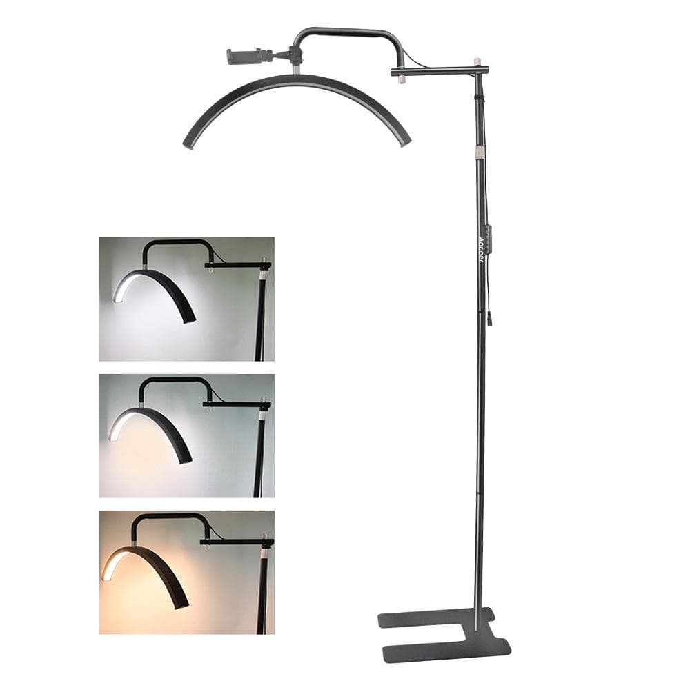 Andoer 36W Half-moon Shaped Fill Light Floor LED Video Light 3200K-5600K Dimmable with Metal Light EU Plug black