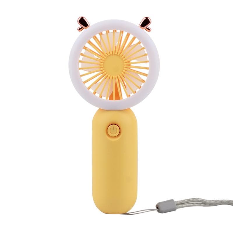 Handheld Mini Fan USB Rechargeable Cooling Fans Cute Portable Night Light Summer Small Pocket Fan Cartoon Mute Fans