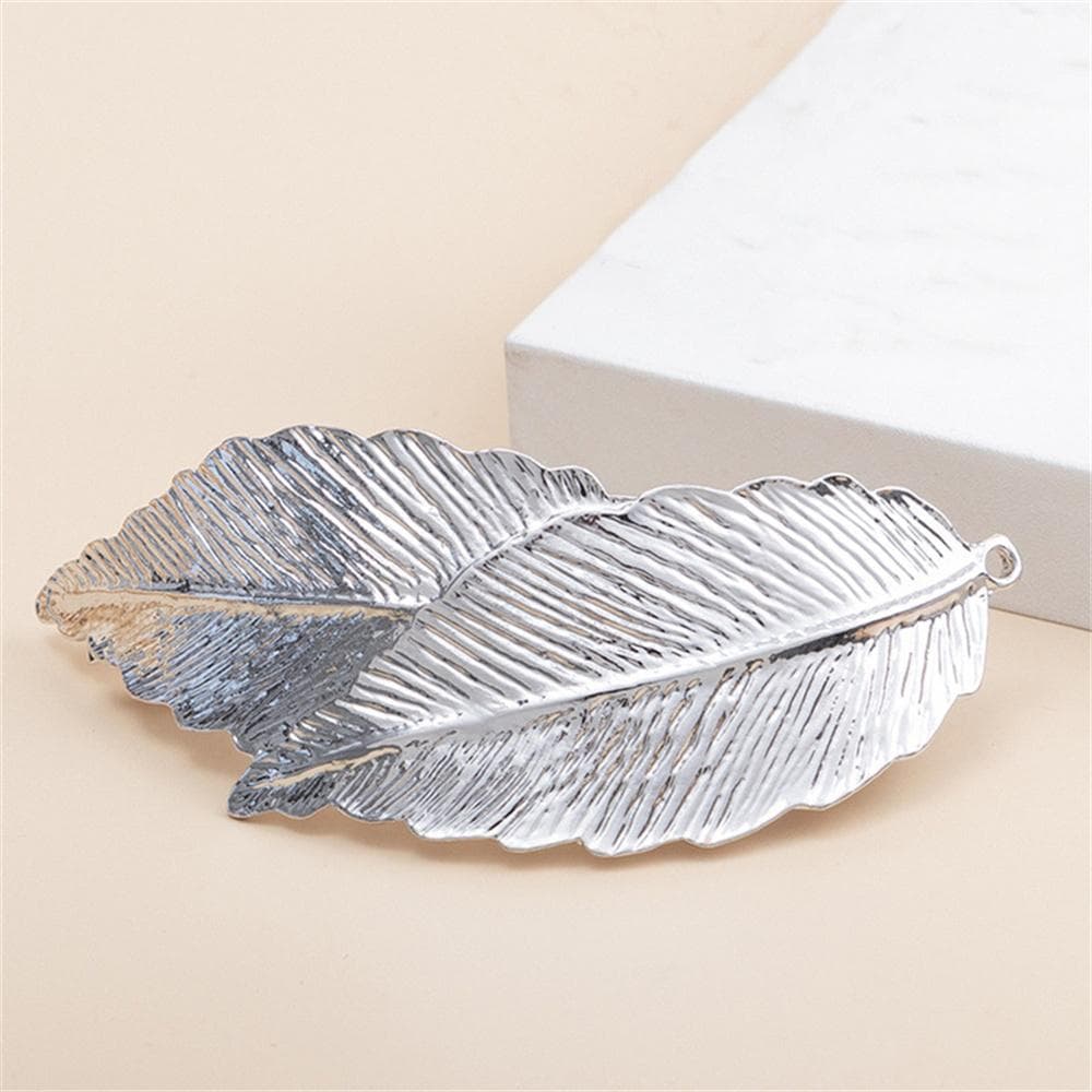 Vintage Metal Leaf Low Ponytail Hair Clip Women Elegant Buckle Hair Pins Wedding Party Headwear Girls Exquisite Jewelry Gift silver
