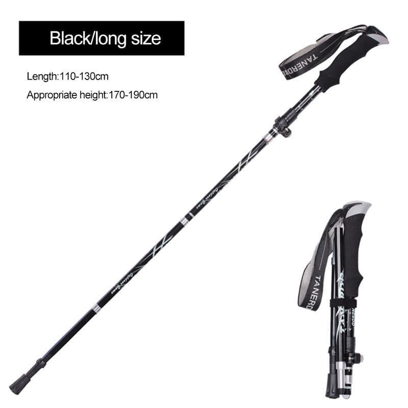 Outdoor Portable Auminum Alloy Telescopic Nordic Walking Pole 250G Ultralight Walking Trekking Pole Hiking Walking Stick black