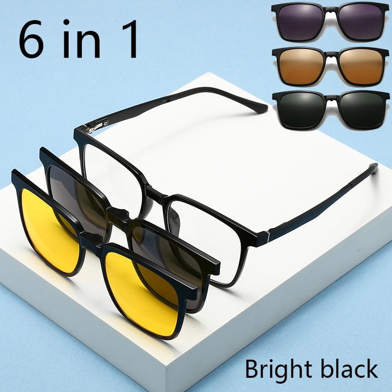 Magnetic Clip-On Sunglasses Frame-Style Prescription Glasses for Driving Night Vision UV Protection SHOW AS PICTURE