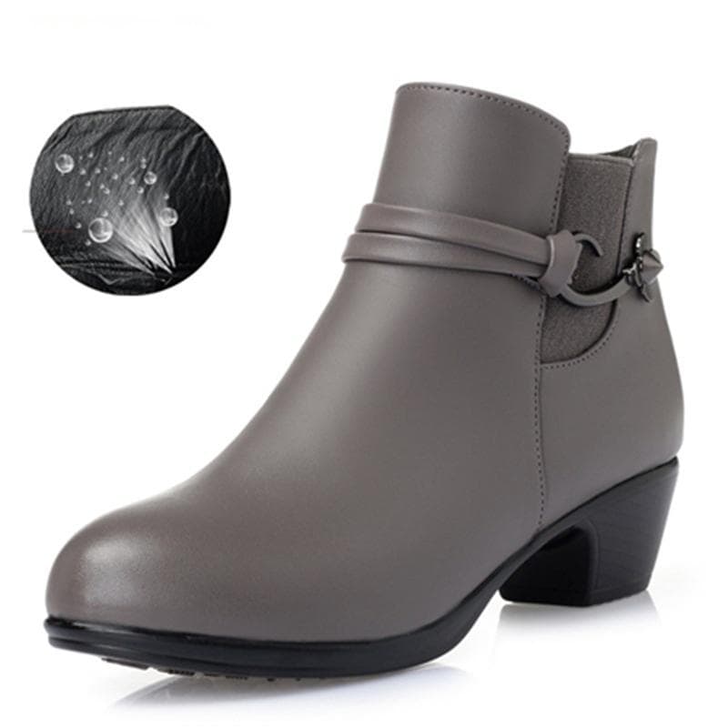 Genuine Leather Women's Marton Boots Wool Warm Ankle Boots Large Gray Party Boots Women 41 grey