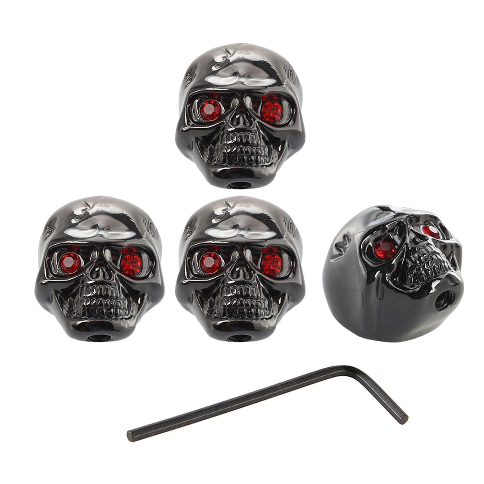 4 S-kull Design Electric Guitar Metal V-olume Knob Cap Bass V-olume Knob Potentiometer Cap with black