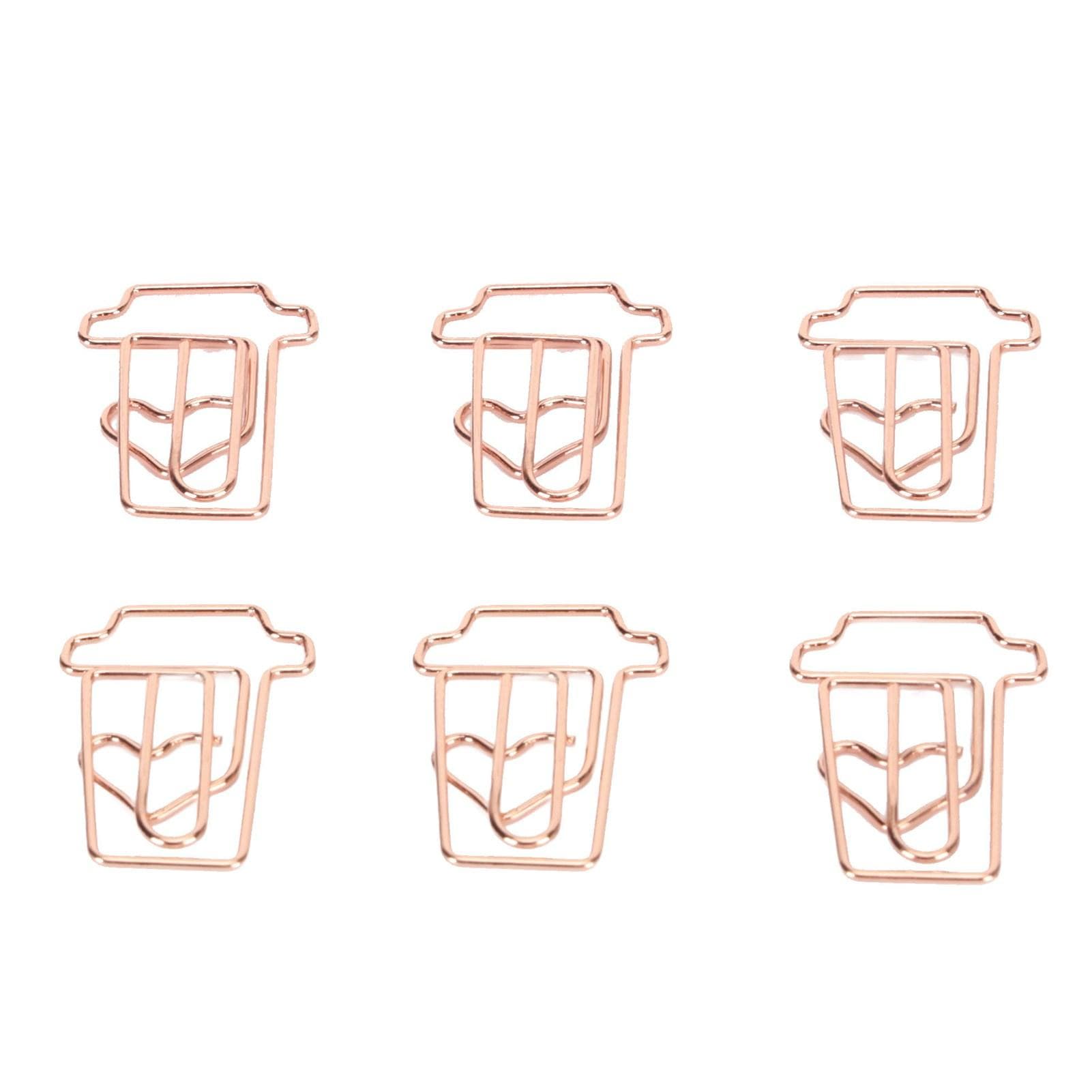 100pcs Paper Clips Innovative Cute Rose Coffee Cup Shape Reusable Mini Metal Paperclips for Office