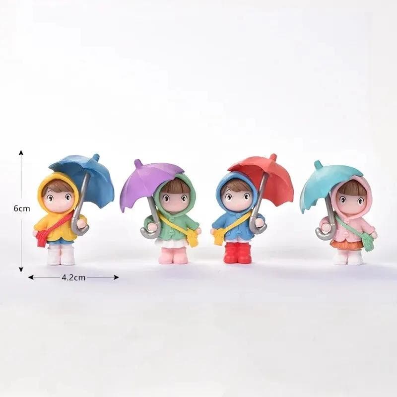 Car interior cute umbrella, action figures, automatic rearview mirror, Prada4pcs panel decoration