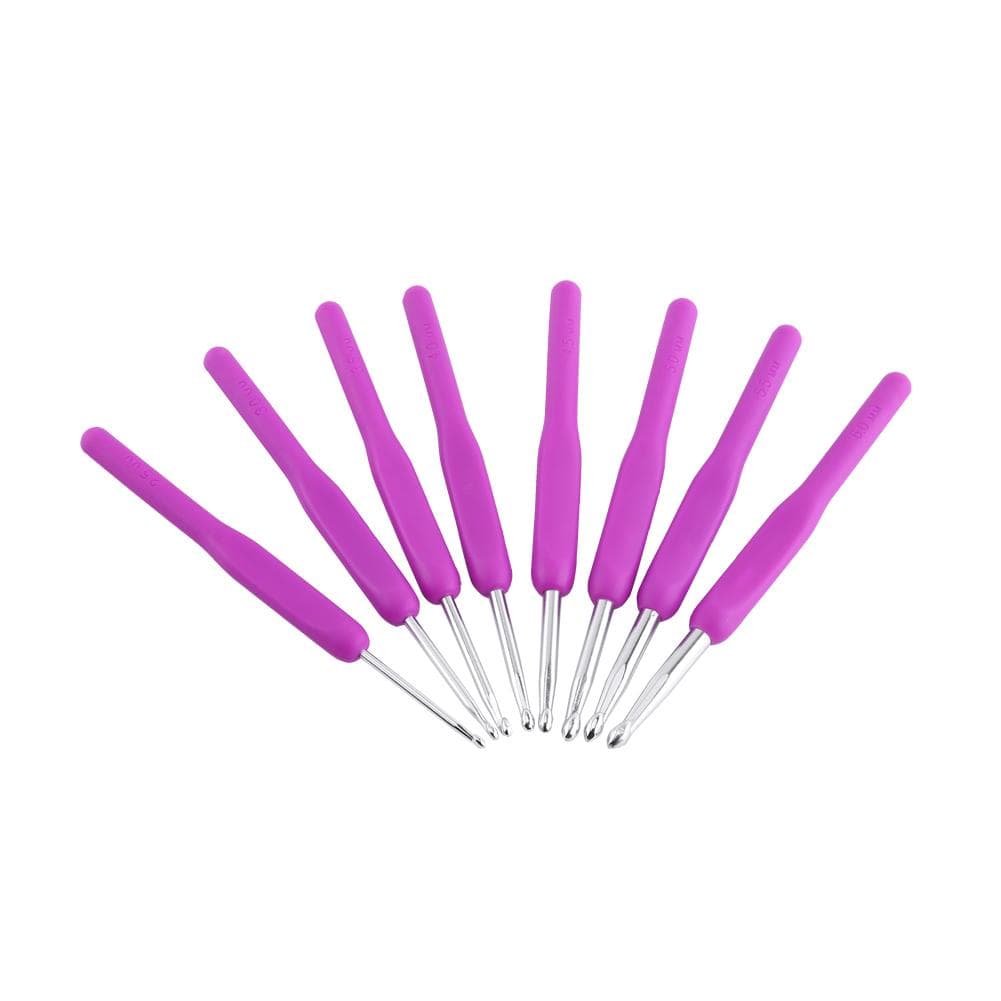 16 Different Sizes Sewing Tool Crochet Hook Needles Stitches Craft Set Tool(Purple)