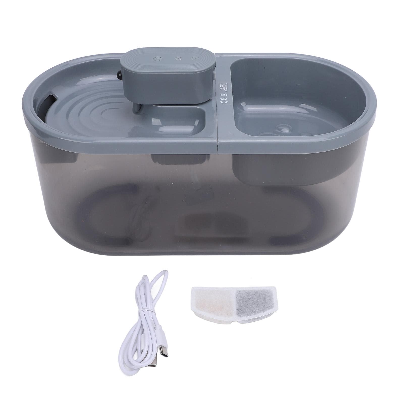 Smart Cat Water Fountain Quiet Operating Rechargeable Automatic Pet Water Dispenser for Home Black gray