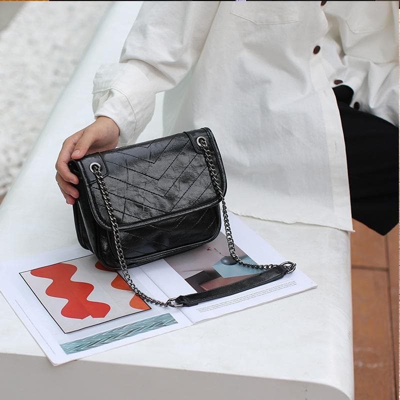 Small White Square Bag for Women, A Wandering Bag In The Poplar Forest, A Single-shoulder Crossbody Bag for Postmen black