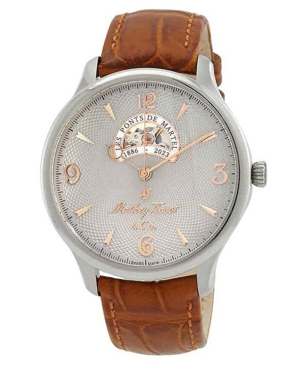 Mathey-Tissot Edmond Limited Edition Leather Strap Open Heart Silver Dial Automatic MC1886CIA Men's Watch silver
