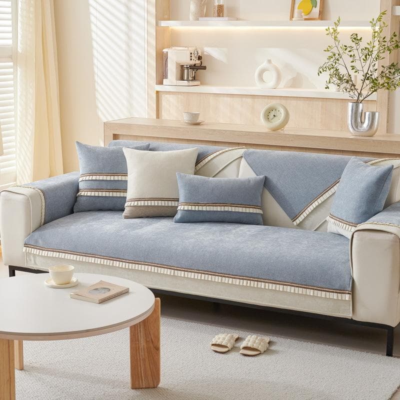Cream Wind Chenille Sofa Cushion Solid Color New Four-season Universal Sofa Cover Tassel All-inclusive Cover Cloth Couch Cover 70x70cm 1pcs