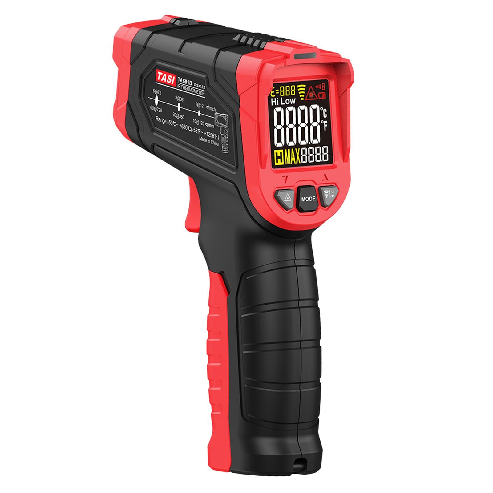 TASI Non-contact IR Infrared Thermometer Digital Handheld Temperature Tester 12:1 Pyrometer Color TA601B