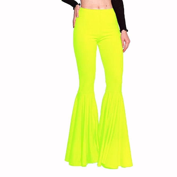 Women's High Waist Slim Fit Mermaid Flared Pants (YH8051) M neon green