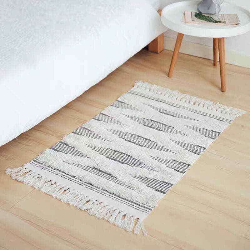 Nordic Tassel Knit Rug Ethnic Carpet Small Rug 60x90cm Bedroom Kitchen Rugs Living Room Washable Mat Boho Retro Home Decoration 60x90cm 23.6x35.4in