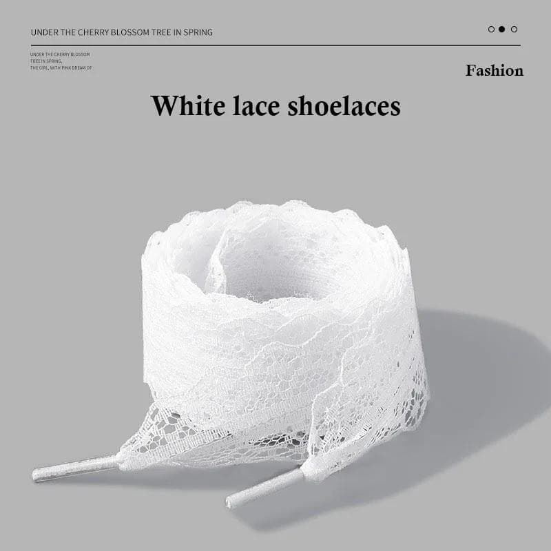 Fancy Lace 2.9CM Width Flat Shoelace For Sneakers Women Casual Shoes Black White Shoe Laces Accessorices white