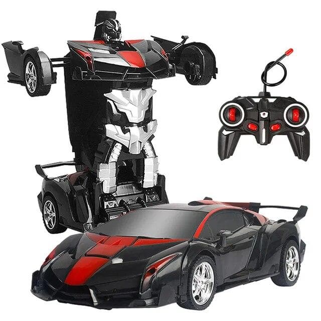 Electric RC Car 2 In 1 Transformation Robots Sports Vehicle Model Robots Boys Toys Remote Cool RC Deformation Cars Kid Toy Gifts black/red