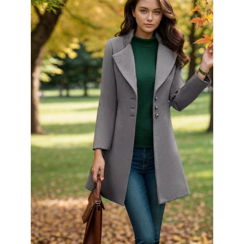 Autumn and Winter Long Casual Women's Woolen Coat Slim and Thin Woolen Coat XXXL