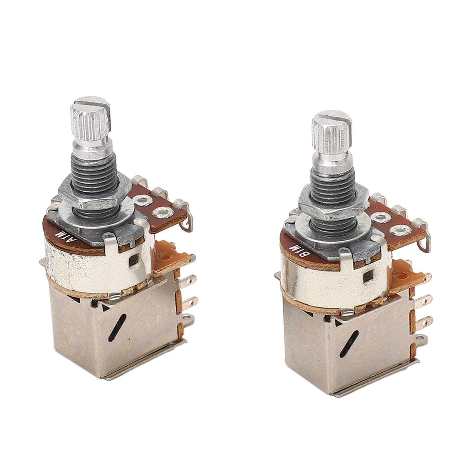 2PCS Guitar Potentiometer A1M B1M Combination 18mm Knurled Shaft Electric Bass Pots for Volume and