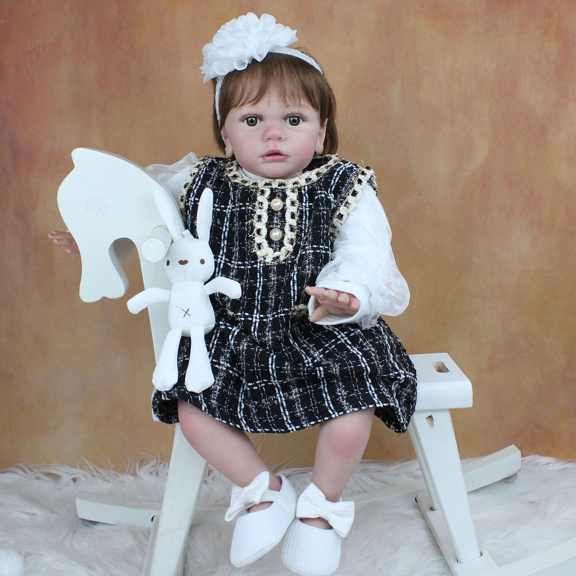 BZDOLL 60CM 3D-Paint Skin Silicone Reborn Toddler Baby Doll Toys For Girl Cloth Body Realistic Like Real Princess Alive Dress Up Bebe 60cm 3D-paint Skin Doll