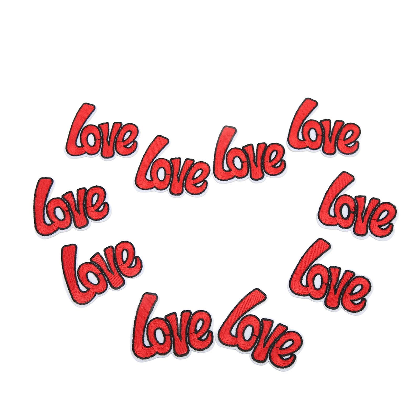 10Pcs Love Embroidered Patch Fine Embroidery Shading Blemishes Damage DIY Love Patches for Clothes