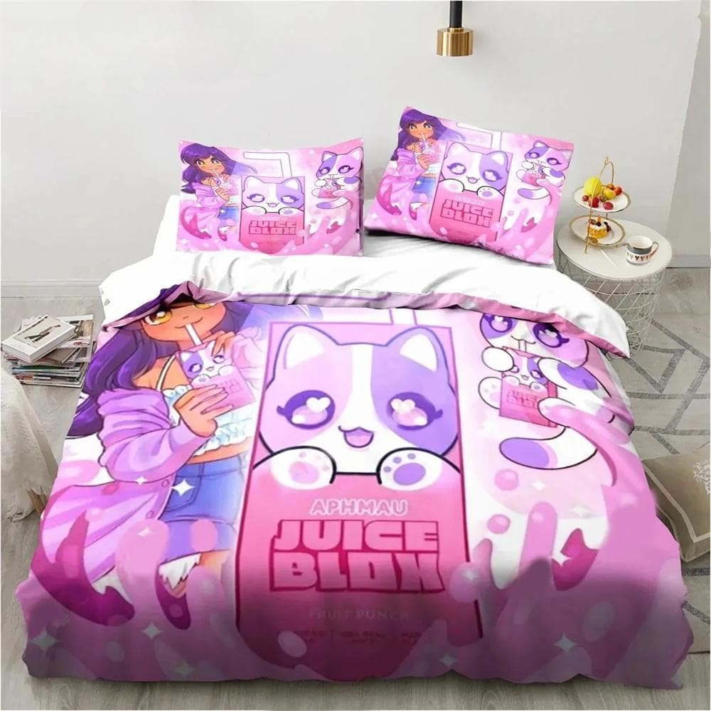 Cartoon Game Cute Aphmau with Wings Bedding Set Boys Girls Twin Queen King Size Duvet Cover Pillowcase Bed boys Adult 180x210cm 3pcs